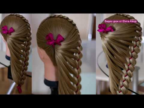 Видео: Оригинальная коса в школу  Детская причёска с лентой  Trenza Hair tutorial