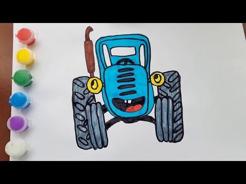 Видео: Сборник. Как нарисовать синий трактор  Мультраскраска синий трактор