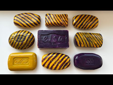 Видео: ASMR soap/ Dry soap cutting 💛💜🐝💜💛/ Резка сухого крашенного мыла