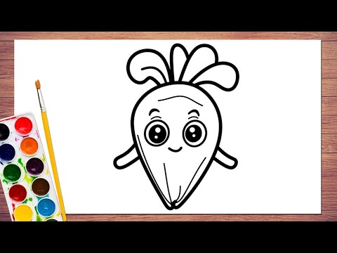 Видео: Рисование и раскрашивание морковки: легко для детей | Простой рисунок овощей для детей | Рисунки ...