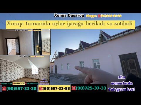 Видео: Хонқа туманида,гази свети ва суви бор жойдан уйлар сотилади ва ижарага берилади.