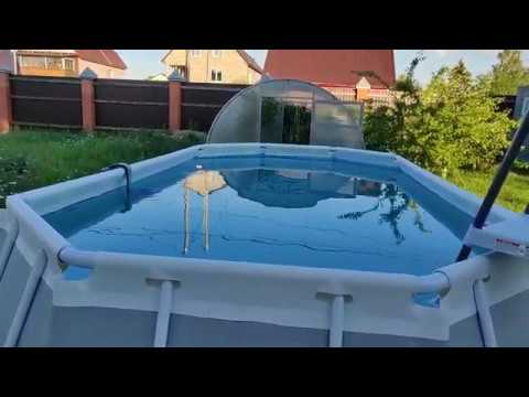 Видео: Каркасный бассейн  INTEX, насос, теплообменник, хлоргенератор, пылесос.