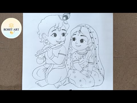 Видео: Милый и простой рисунок Радхи и Кришны | Легкий рисунок | Рисунок Кришны карандашом шаг за шагом