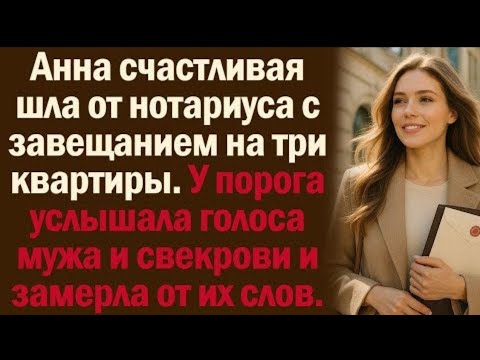 Видео: Анна счастливая шла от нотариуса с завещанием на три квартиры. У порога услышала голоса мужа...