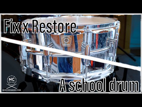 Видео: Ремонт и реставрация школьного барабана! Ремонт и реставрация Ludwig 6.5X14 Supraphonic LM402