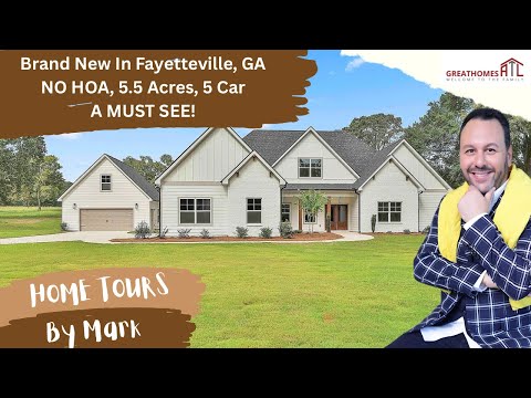 Видео: ВАУ. СОВЕРШЕННО НОВЫЙ в славном Фейетвилле, штат Джорджия. 5,5 акров, без товарищества собственни...