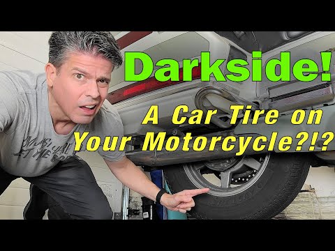 Видео: Переход на темную сторону: установка автомобильной шины на мотоцикл?!?