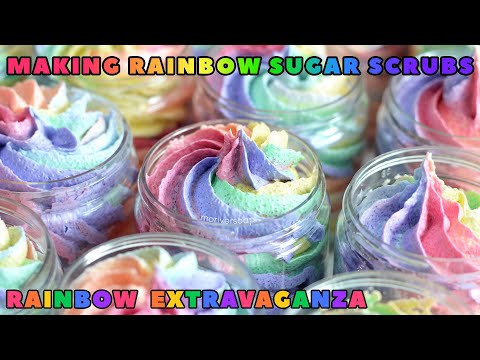 Видео: Создаём радужно-закрученные сахарные скрабы | Радужная феерия 2022 | MO River Soap