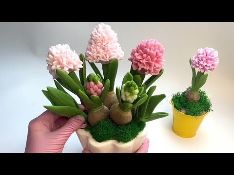 Видео: Букет из мыла. ГИАЦИНТЫ в керамическом кашпо🌸  Быстро, просто, красиво!