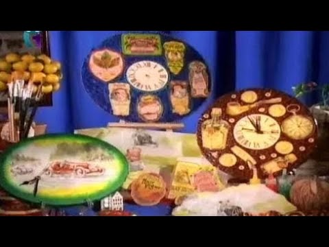 Видео: Декупаж часов на загрунтованном холсте. Используем декупажные карты и рисовую бумагу. Мастер класс