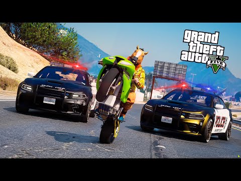 Видео: БАЙКЕР НА ЧИТ МОТОЦИКЛЕ УХОДИТ ОТ ПОЛИЦЕЙСКОЙ ПОГОНИ В GTA 5 ONLINE!