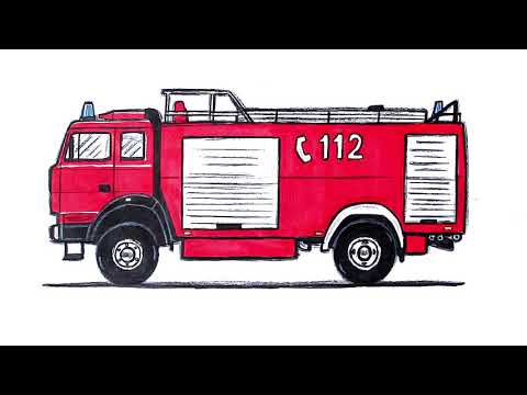Видео: Как нарисовать Пожарную Машину 🚒 Рисуем Пожарную Машину 🚨