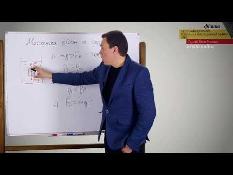 Видео: ЗНО  Фізика  Сила Архімеда  Плавання тіл  Приклад задачі ЗНО