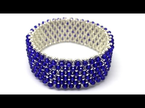 Видео: Широкий браслет без застежки из бисера и хрустальных бусин DIY Bracelet from beads