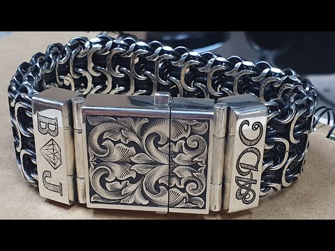 Видео: гравировка замка. серебряный браслет.