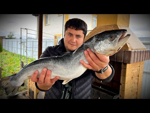 Видео: Жарим ЛОСОСЬ на Мангале целиком. Просто и Вкусно!