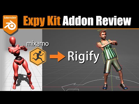 Видео: Дополнение к Blender Expy Kit: Mixamo to Rigify
