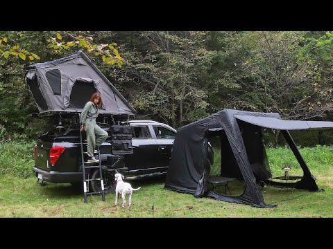Видео: ☁️Кемпинг с собакой в ​​комфортной надувной палатке. Подвеска серьёзно сломана🤷🏼‍♀️