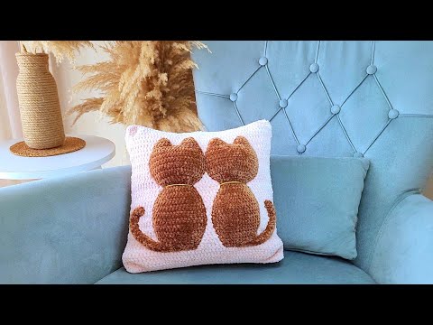 Видео: МК ПОДУШКА С КОТИКАМИ КРЮЧКОМ ❤️ HOW TO CROCHET PILLOW WITH SILHOETTE OF THE CATS 3D #3dcrochet