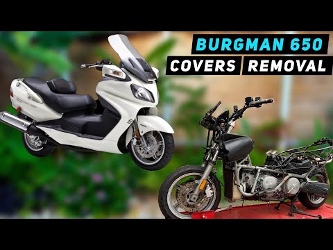 Видео: Suzuki Burgman 650 — Полное снятие чехлов | Вещи для скутеров Митча