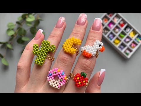 Видео: Урок по 5 фигуркам из бисера. Кактус, гусь, луна, пончик и клубника 🍓🌵🦆🌙🍩 из бисера