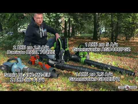 Видео: Тест аккумуляторной воздуходувки Senix BLAX2-M2-EU и сравнение мощности с бензиновой. Время работы