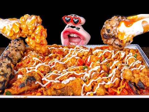 Видео: Тушеный морской черт и острые рисовые шарики! ASMR Mukbang Eating Show!