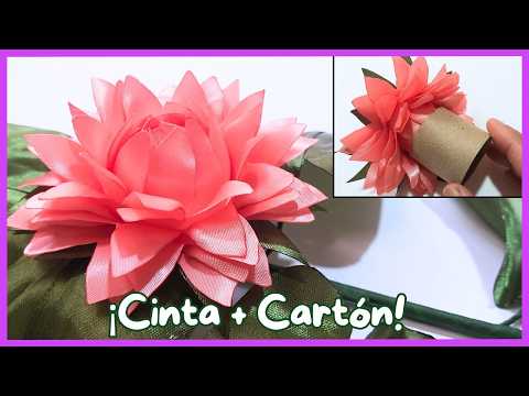 Видео: ЦВЕТОК ЛОТОСА из атласной ленты и переработанного картона ♻️ | Простая и красивая поделка!