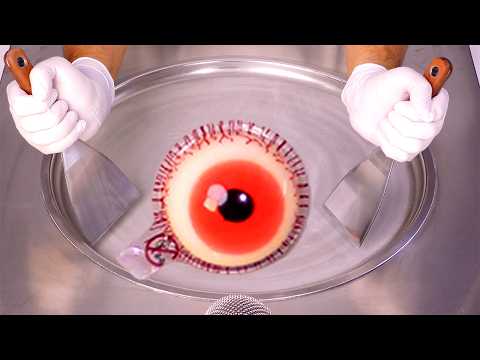 Видео: Мороженое в виде рулетиков с жевательной резинкой Eyeball! Самое сытное угощение на Хэллоуин (ASMR)