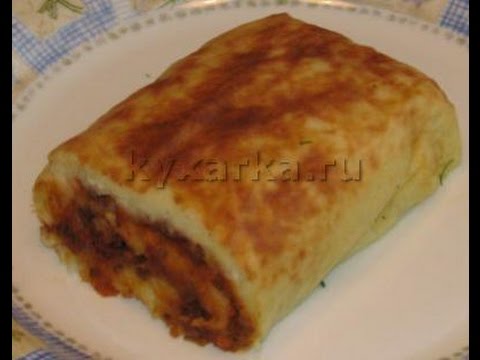 Видео: Картофельный рулет с мясом