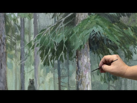 Видео: "Медведь вдали!". Живопись маслом. Художник Алексей Епишин