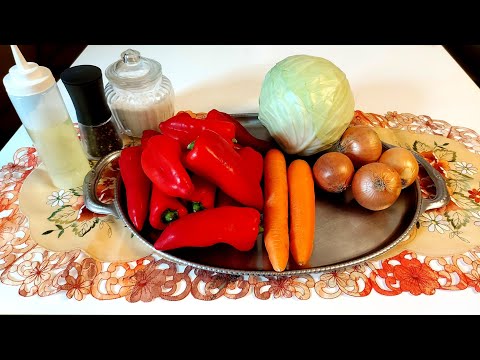 Видео: Молдавская закуска!! 💯👍Сладкий перец фаршированный капустой! Вкусно и просто!