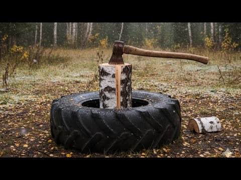 Видео: Колка дров в покрышке