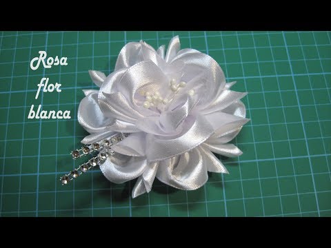 Видео: ❀ DIY - Rosa FLOR blanca ❀ Pink white FLOWER ❀ زهرة بيضاء وردي ❀ Розовый белый цветок ❀