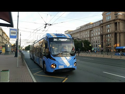Видео: Троллейбус, маршрут №24 в парк БКМ-433030 Vitovt Max II б.1177 (09.07.2023) Санкт-Петербург