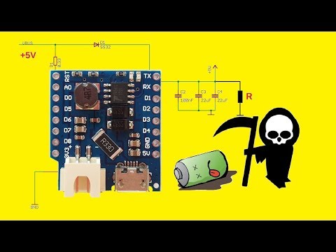 Видео: ИБП Бесперебойник 5В для Ардуино и Wemos D1 Обзор Тест Доработка. Wemos Battery Shield V1.0 UPS 5V