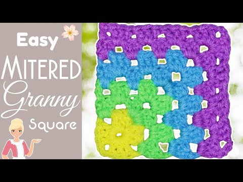 Видео: Easy Mitered Granny Square Учебное пособие по вязанию крючком - идеально подходит для начинающих