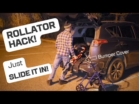 Видео: Способ загрузки роллаторов в автомобиль: минимальные наклоны и подъемы (с защитным кожухом)