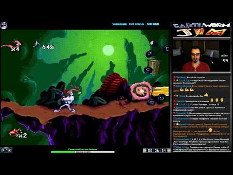 Видео: Earthworm Jim прохождние [ Difficult ] (U) | Игра на (SEGA Genesis, Mega Drive) 1994 Стрим RUS