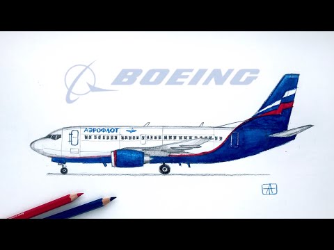 Видео: Как нарисовать самолёт Боинг 737  поэтапно | Видео урок