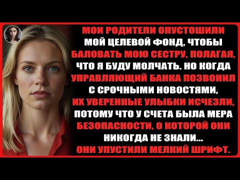 Видео: Мои родители опустошили мой целевой фонд, чтобы баловать мою сестру, но когда...