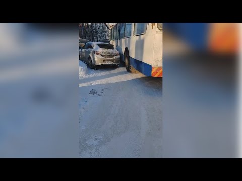 Видео: Автоледи на час остановила 6 троллейбусов
