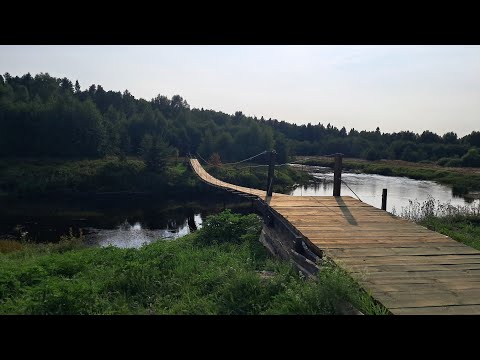 Видео: Подвесной  мост через реку Шола в посёлке Ивановский.