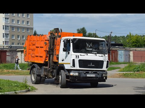 Видео: Мусоровоз МКМ-3403 на шасси МАЗ-5340B2 (Х 318 УВ 22). / Garbage truck MAZ-5340B2.