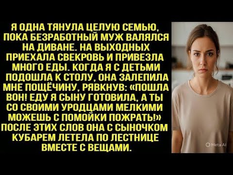 Видео: Когда я подошла к столу свекровь дала пощечину «Вон! Еда для сына, а ты с детьми поешь на помойке!»