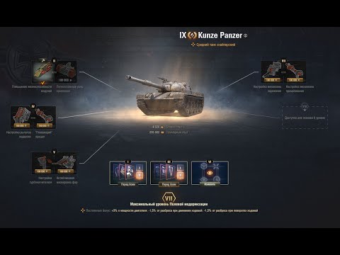 Видео: Kunze Panzer (характеристики, умения экипажа, оборудование, полевая модернизация танка Кунзе Панзер)