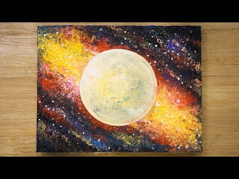 Видео: Как нарисовать галактику Луны / Daily Painting Technique #416