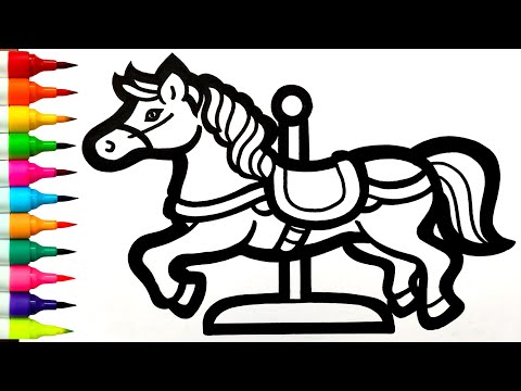 Видео: Рисунок лошади-карусели шаг за шагом | Как нарисовать лошадь-карусели | Рисунок лошади, Рисунок ж...