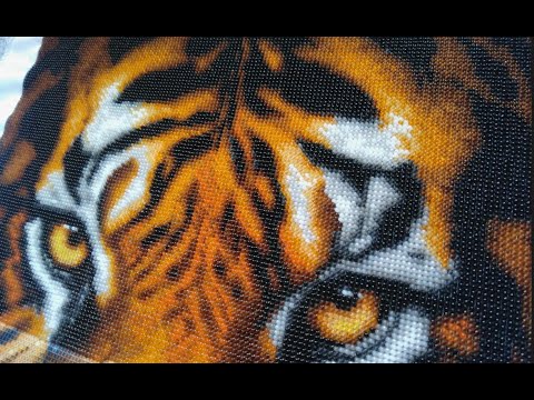 Видео: Вышивка бисером, тигр от "Золотой подковы". что вышито.