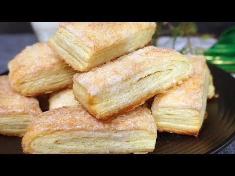 Видео: Хрустящие слоеные язычки, самый быстрый рецепт. Вкусно как в детстве!